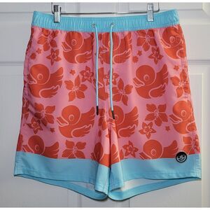 Neff Mens XLarge Ducky‎ Fade Swim Trunks Red Pink Blue